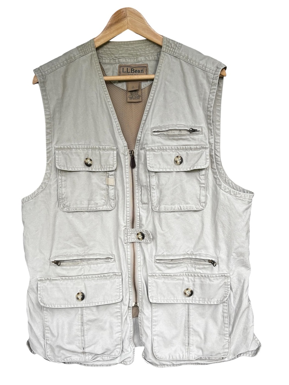 Vintage LL Bean Jacket Mens Large Fishing Safari Utility Vest Photographer Bush